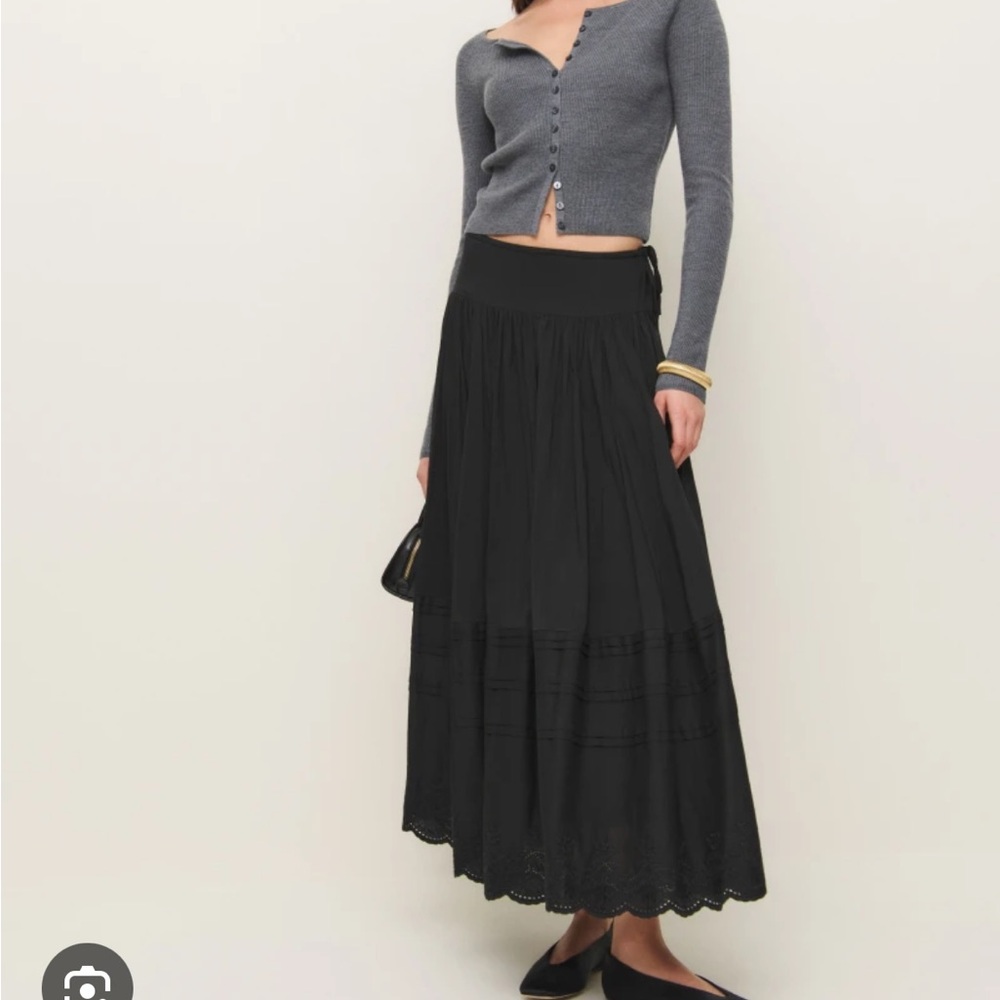 Reformation Black Tiered Maxi Skirt Work